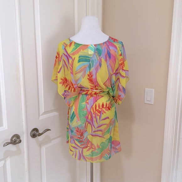 BECCA Costa Printed Bella Belted Floral Vibrant Chiffon Beach Cover Up Size XS - Picture 5 of 8